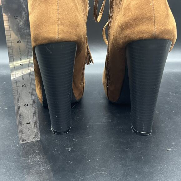 Torrid Womens 10 Brown Suede Lace Up Heeled Combat Booties - Picture 6 of 9